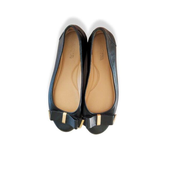 Michael Michael Kor Women's Black Leather with Bow Ballet Flats Size 8M - Picture 1 of 5